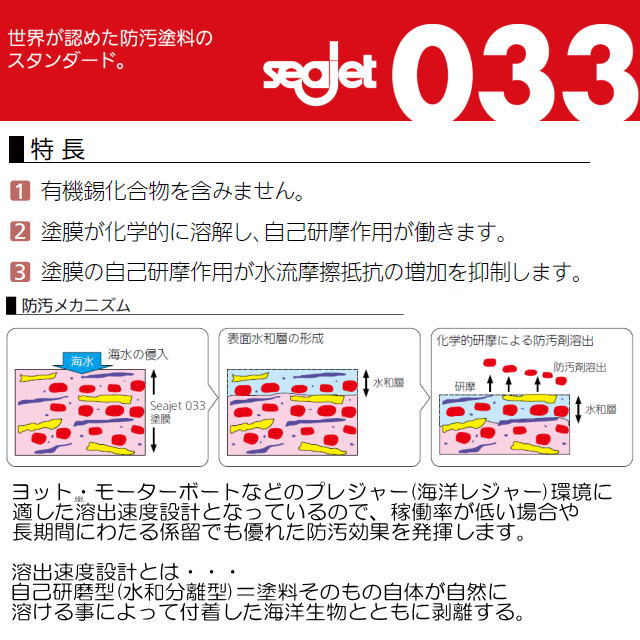 自己研摩型(水和分解型)》亜酸化銅タイプ【ＳＥＡ ＪＥＴ・シージェット０３３】船底塗料２Ｌ・中国塗料・01488-91